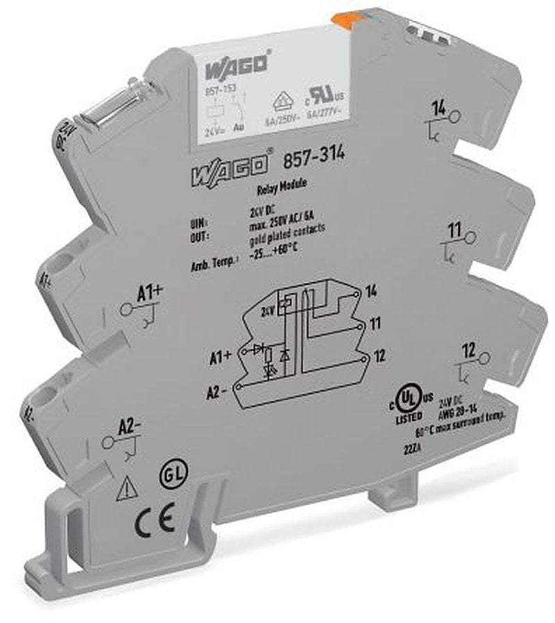 WAGO 857 Series Relay Module, DIN Rail, 24V dc Coil, SPDT, 10mA
