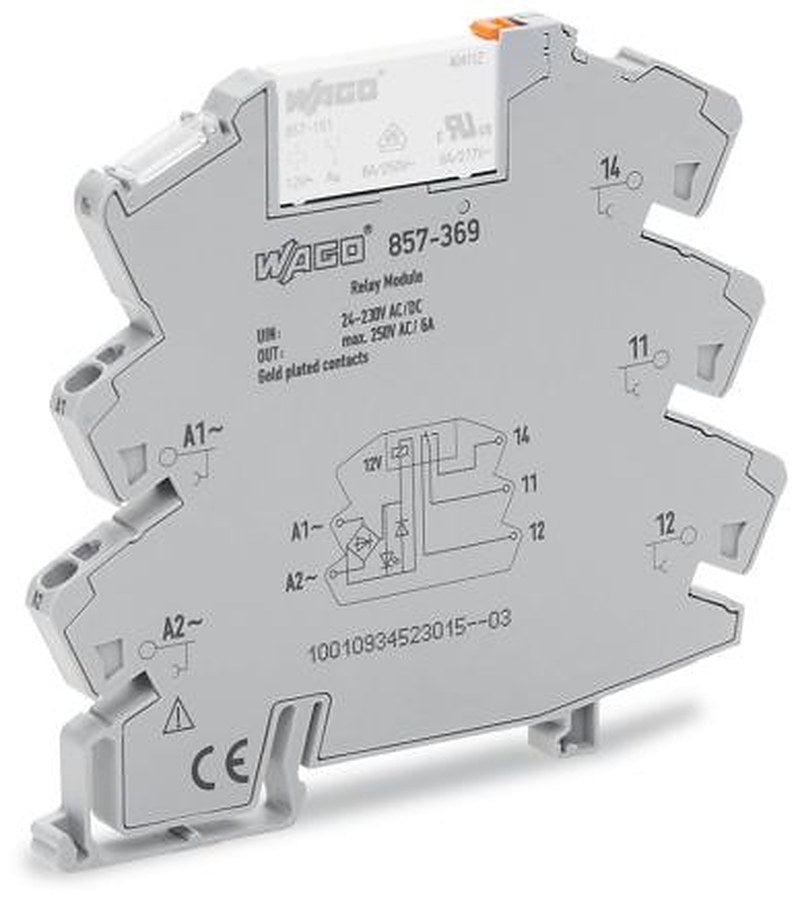 WAGO 857 Series Relay Module, DIN Rail, 230V ac/dc, 24 V ac/dc Coil, SPDT, 20mA, 4 mA