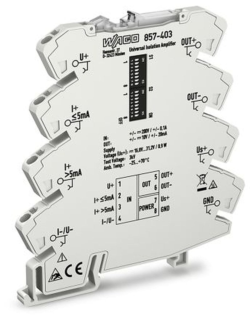 WAGO 857 Series Signal Conditioner, Current/Voltage Input, Current/Voltage Output, 24V dc Supply