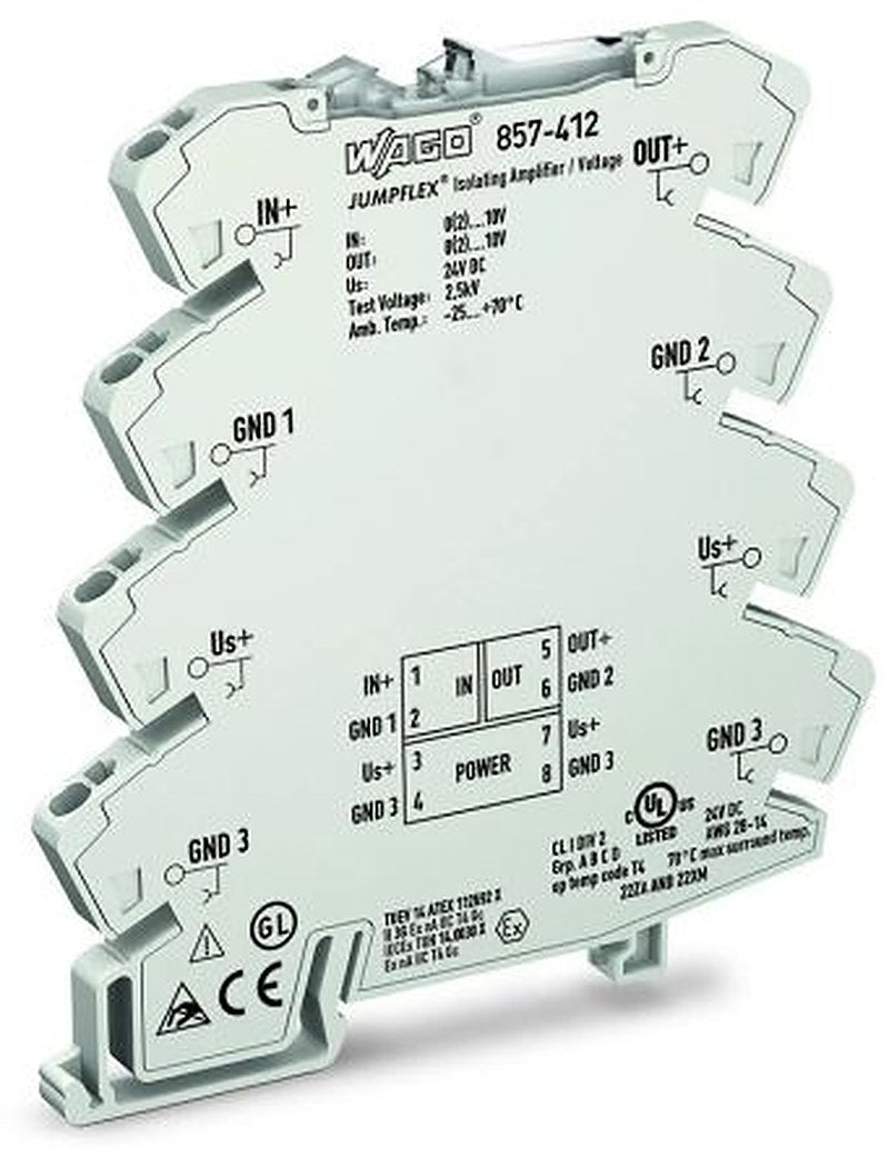 WAGO 857 Series Signal Conditioner, Voltage Input, Current/Voltage Output, 24V dc Supply, IECEx