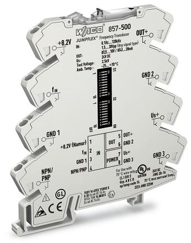 WAGO 857 Series Signal Conditioner, Frequency Input, Current/Voltage Output, 24V dc Supply, IECEx, ATEX