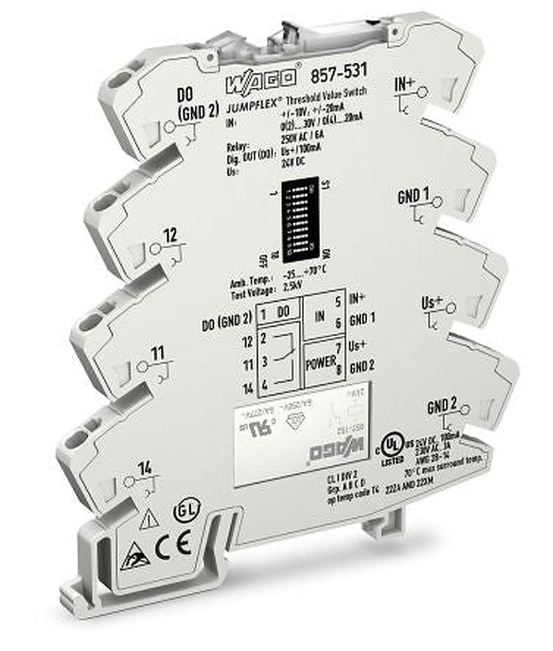 WAGO Jumpflex Series Signal Conditioner, Current/Voltage Input, Digital, Relay Output, 24V dc Supply, UL