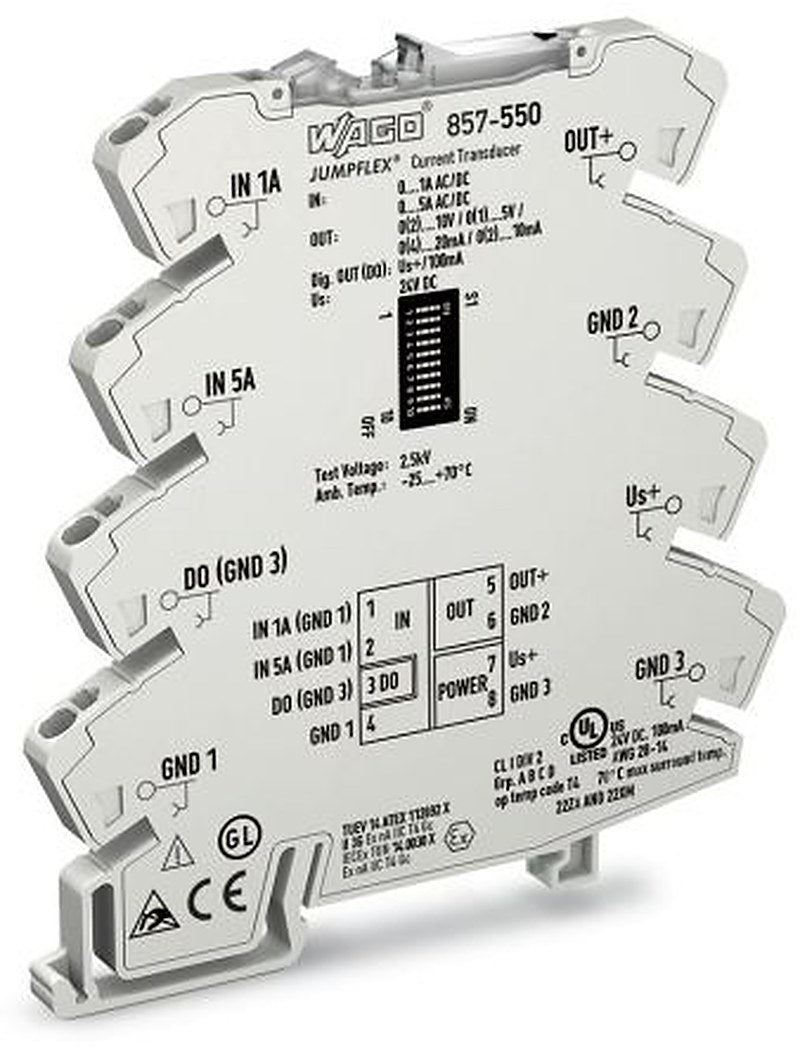 WAGO 857 Series Signal Conditioner, Current Input, Current/Voltage Output, 24V dc Supply, ATEX, IECEx