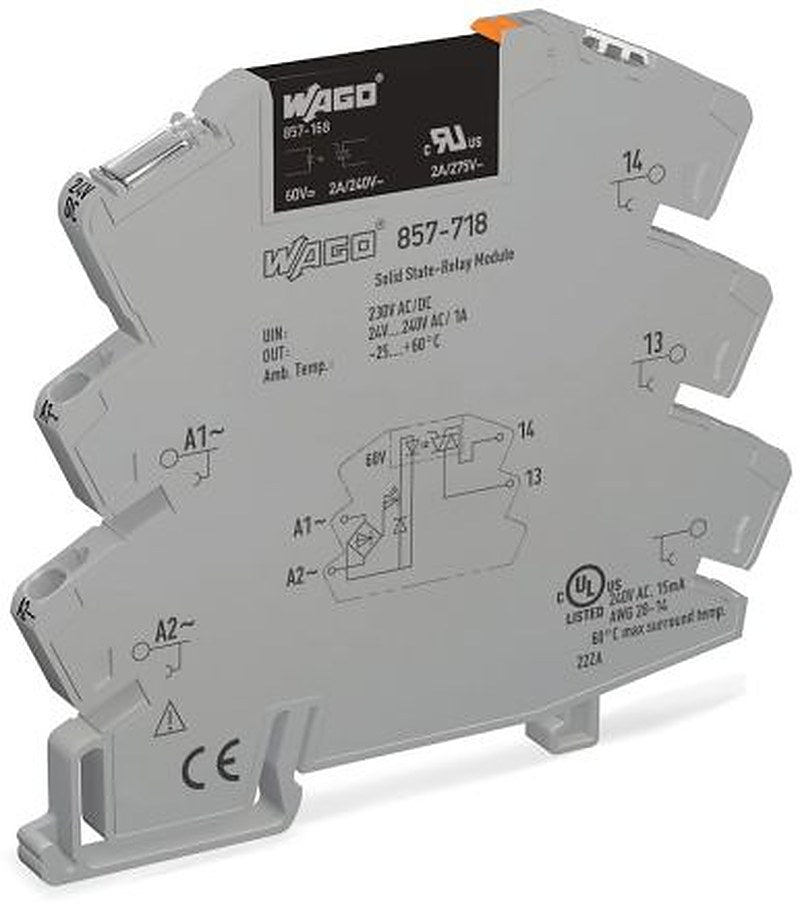 WAGO 857 Series Solid State Relay, 2 A Load, DIN Rail Mount, 240 V ac/dc Load, 253V Control