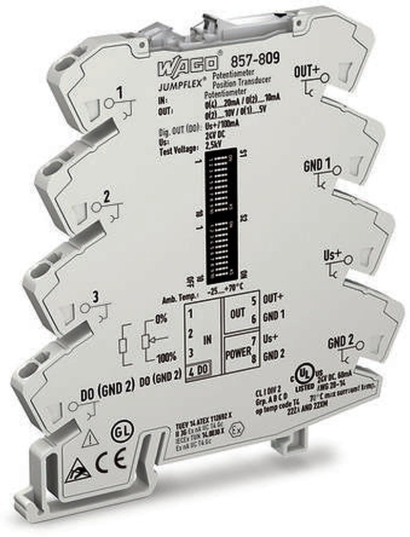 WAGO 857 Series Signal Conditioner, Temperature Input, Current/Voltage Output, 24V dc Supply, ATEX, IECEx