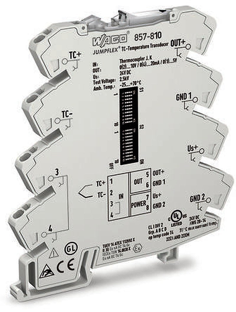 WAGO 857 Series Signal Conditioner, Thermocouple Input, Current/Voltage Output, 24V Supply, ATEX