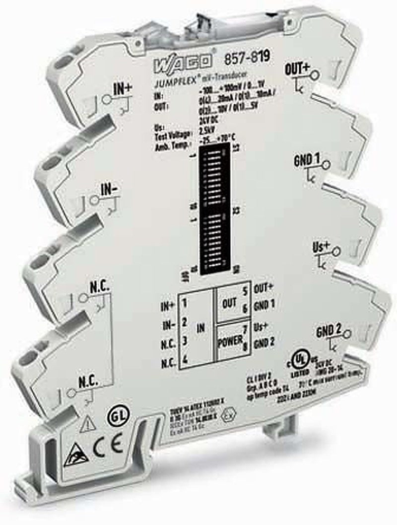 WAGO Jumpflex Series Signal Conditioner, Voltage Input, Current/Voltage Output, 24V dc Supply, ATEX, IECEx