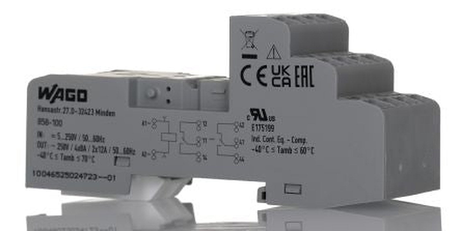 WAGO 858-100 14 Way 250V ac DIN Rail Relay Socket, for use with Relay