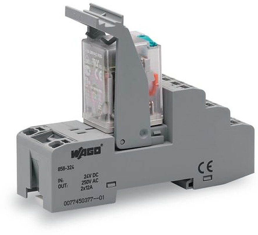 WAGO 858 Series Relay Module, DIN Rail, 24V dc Coil, DPDT, 38mA