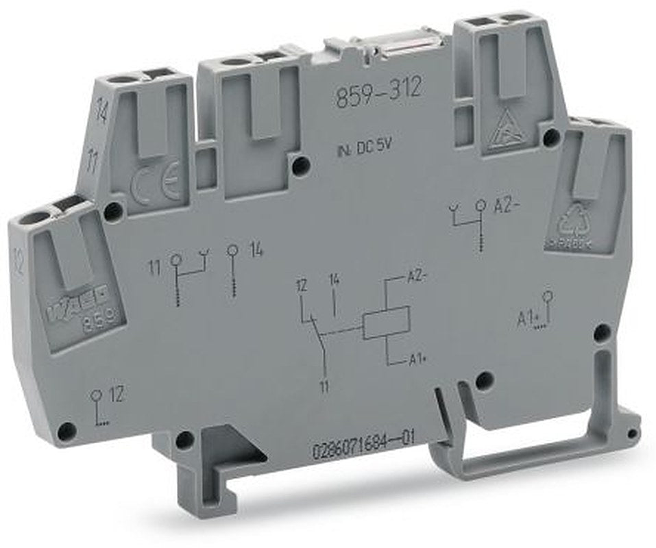 WAGO 859 Series Relay Module, DIN Rail, 24V dc Coil, SPDT, 10mA