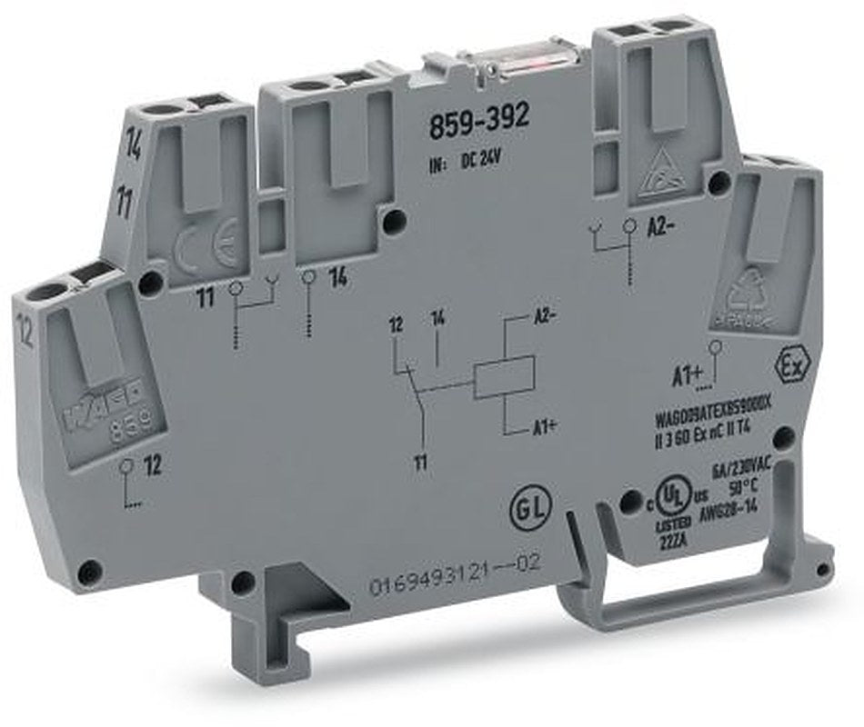 WAGO 859 Series Relay Module, DIN Rail, 24V dc Coil, SPDT, 10mA
