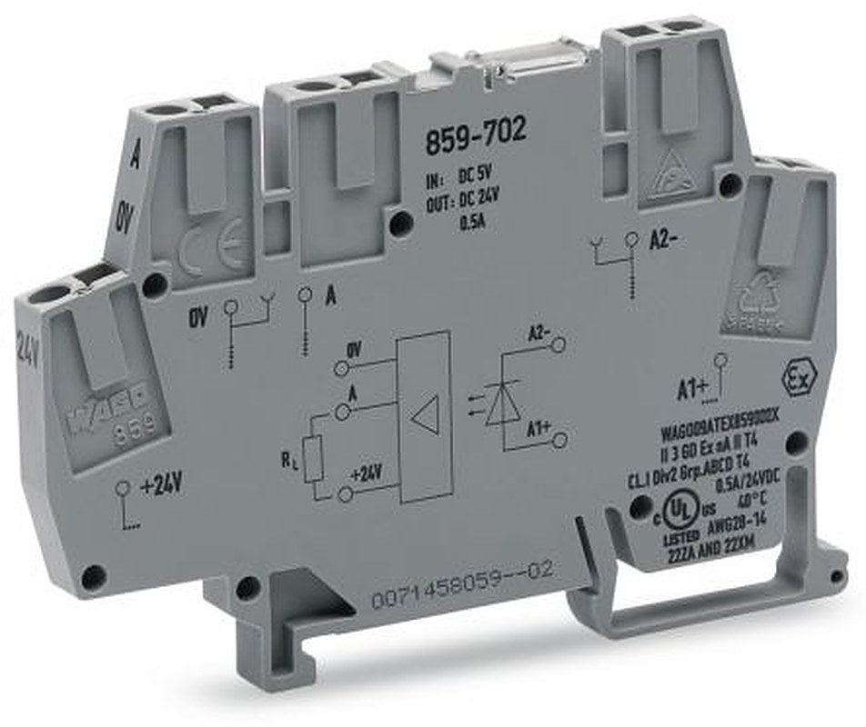 WAGO 859-702 859 Series Optocoupler Terminal Block Grey, 2.5mm², Cage Clamp