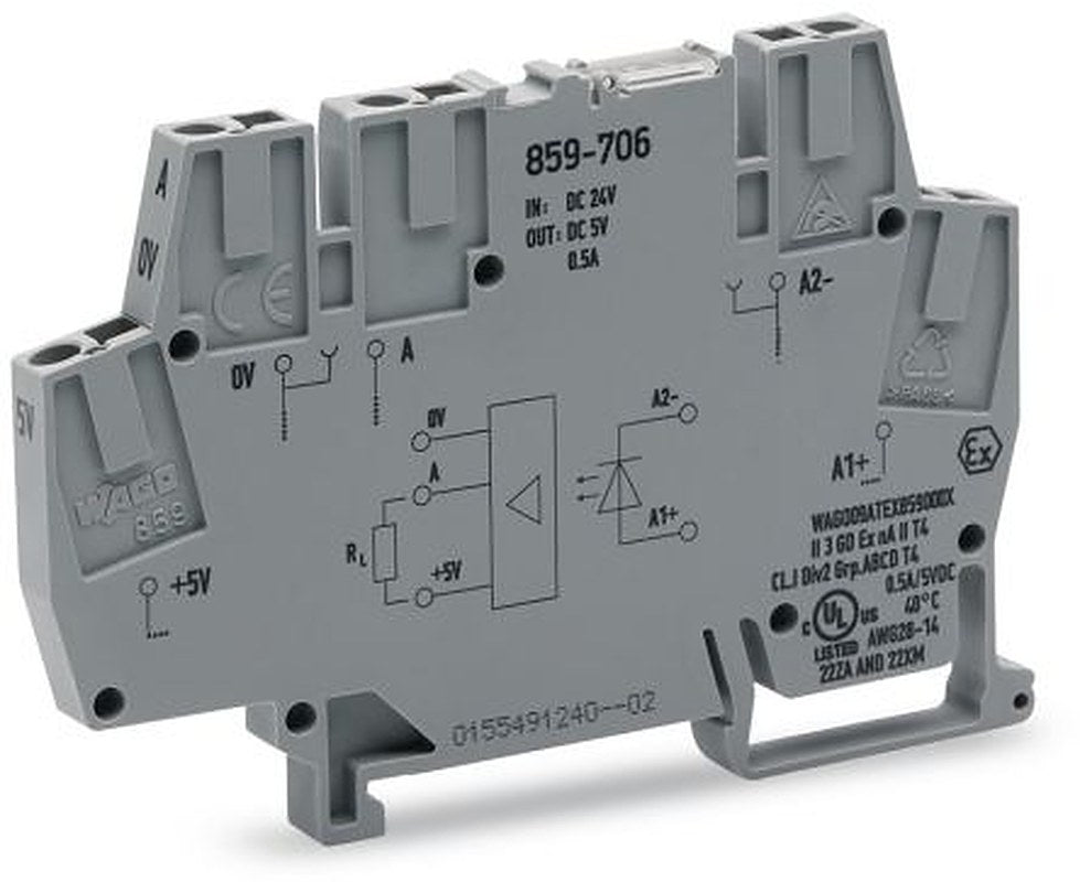 WAGO 859-706 859 Series Optocoupler Terminal Block Grey, 2.5mm², Cage Clamp