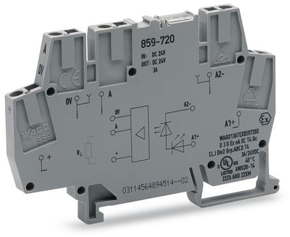 WAGO 859-720 859 Series Optocoupler Terminal Block Grey, 2.5mm², Cage Clamp