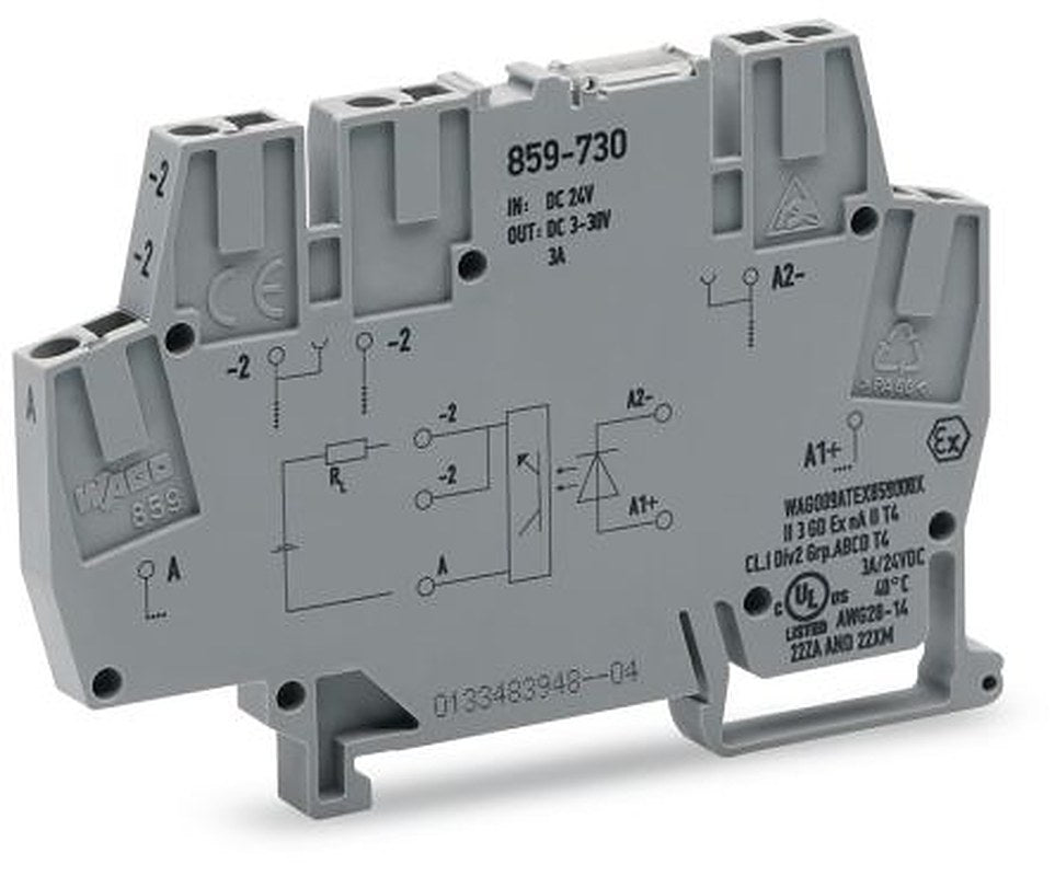 WAGO 859-730 859 Series Optocoupler Terminal Block Grey, 2.5mm², Cage Clamp