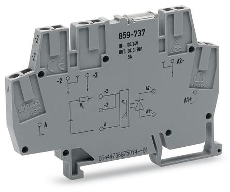 WAGO 859-737 859 Series Optocoupler Terminal Block Grey, 2.5mm², Cage Clamp