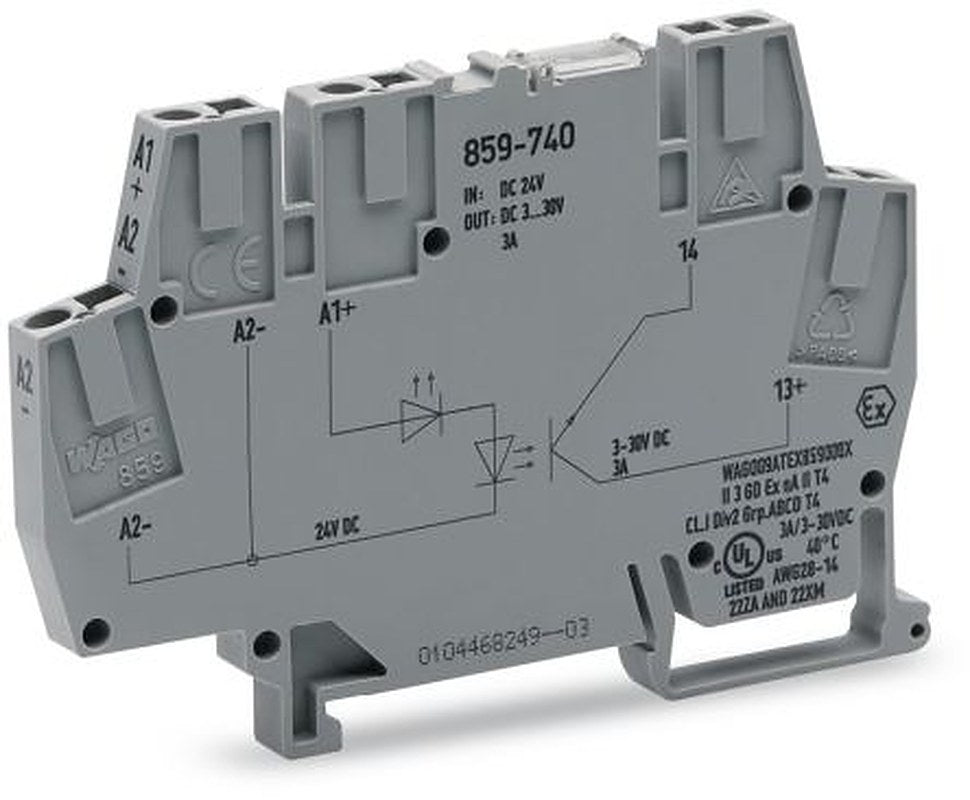 WAGO 859-740 859 Series Optocoupler Terminal Block Grey, 2.5mm², Cage Clamp