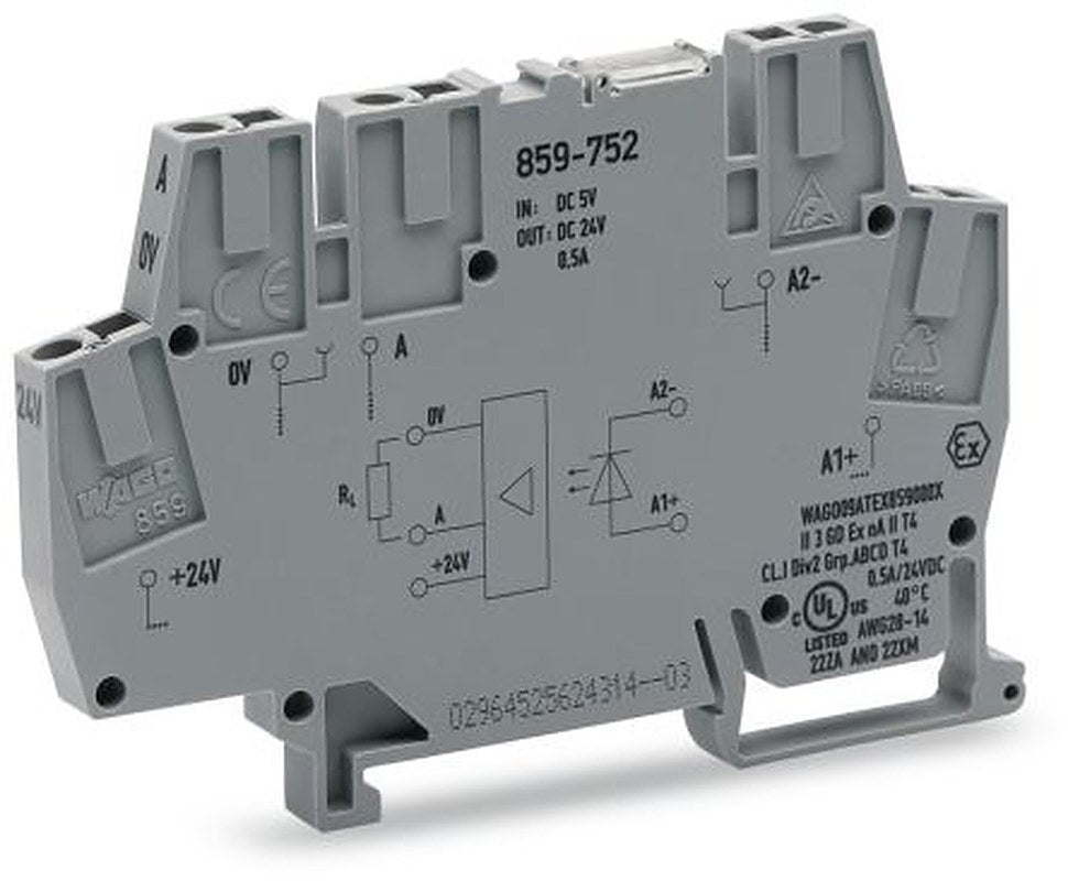 WAGO 859-752 859 Series Optocoupler Terminal Block Grey, 2.5mm², Cage Clamp