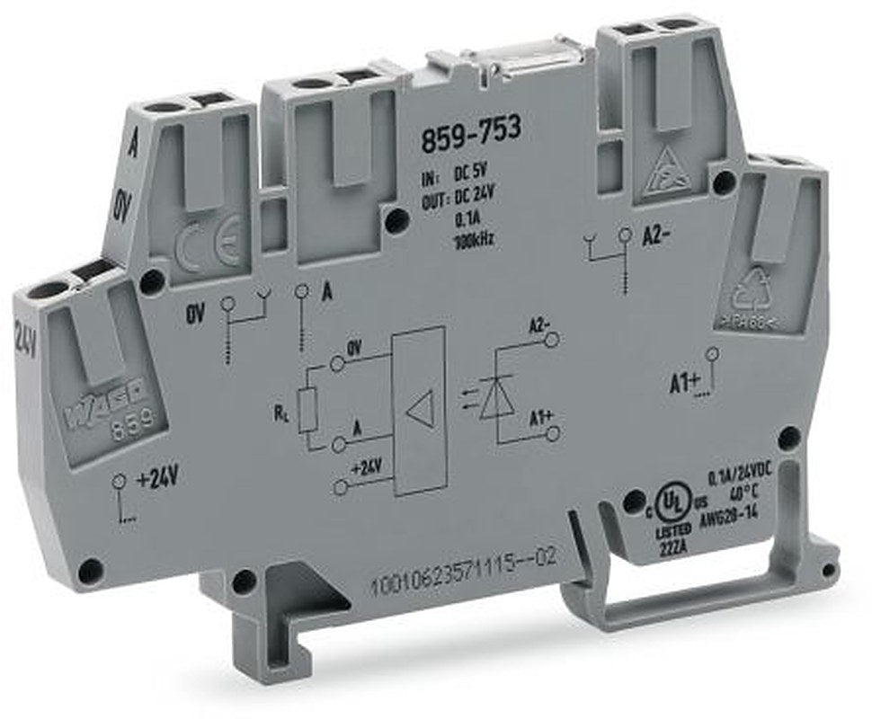 WAGO 859-753 859 Series Optocoupler Terminal Block Grey, 2.5mm², Cage Clamp