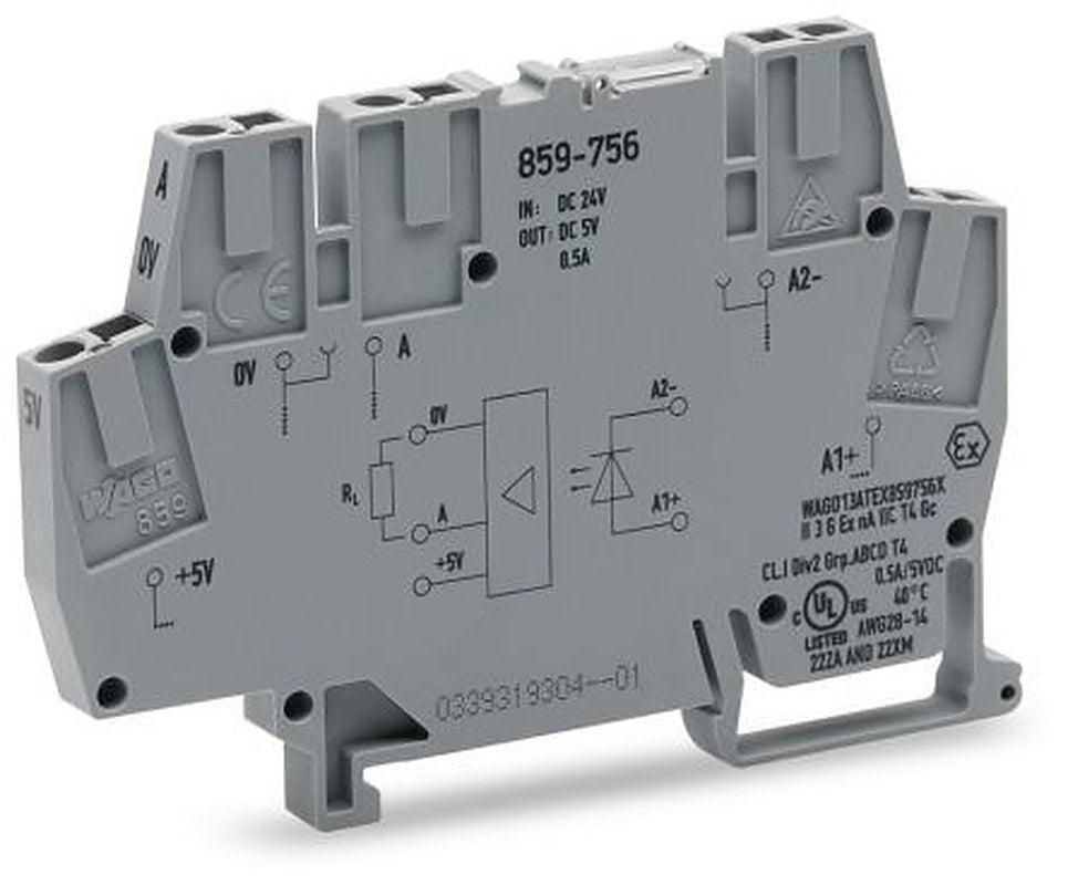 WAGO 859-756 859 Series Optocoupler Terminal Block Grey, 2.5mm², Cage Clamp