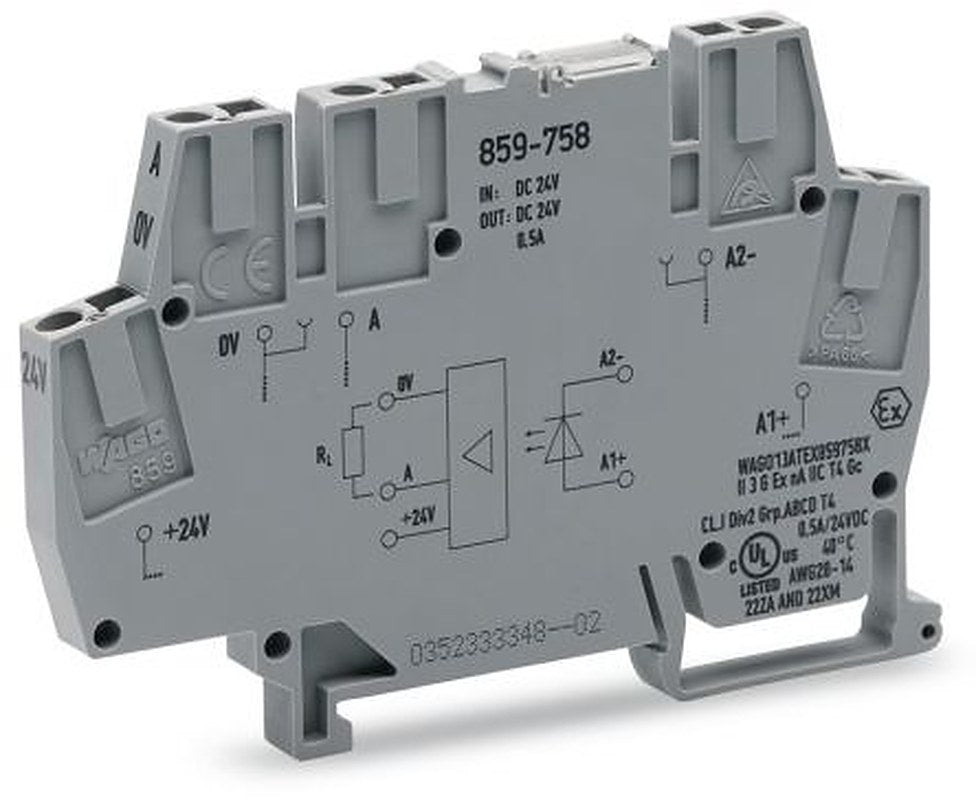 WAGO 859-758 859 Series Optocoupler Terminal Block Grey, 2.5mm², Cage Clamp