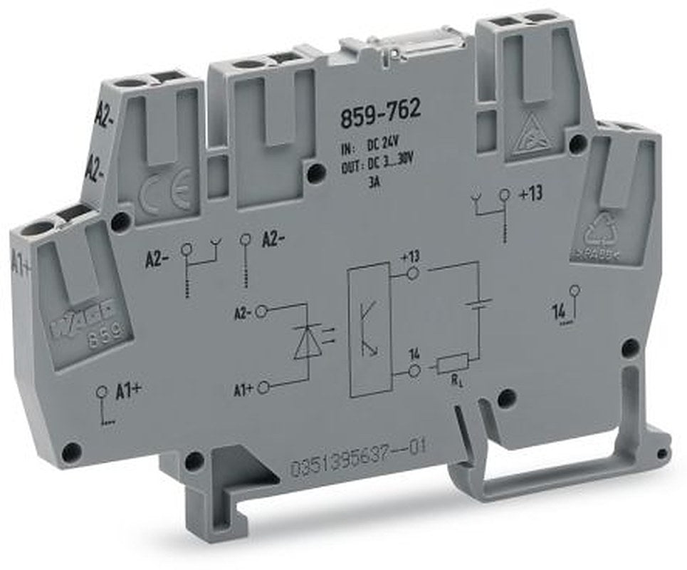 WAGO 859-762 859 Series Optocoupler Terminal Block Grey, 2.5mm², Cage Clamp