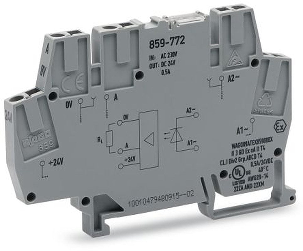 WAGO 859-772 859 Series Optocoupler Terminal Block Grey, 2.5mm², Cage Clamp