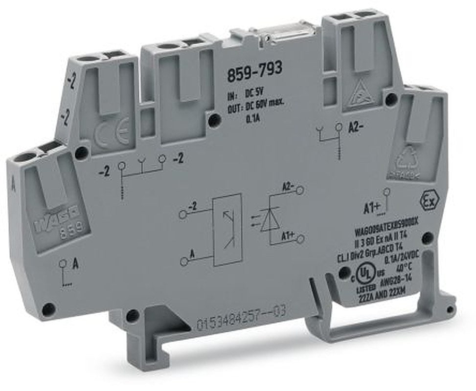 WAGO 859-793 859 Series Optocoupler Terminal Block Grey, 2.5mm², Cage Clamp