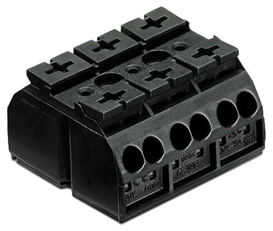 WAGO 862 Series Terminal Strip, 3-Way, 12AWG, 20 AWG Wire, 32A Cage Clamp