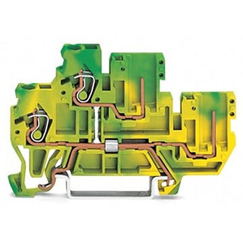 WAGO 870-107 870 Series Carrier Terminal Block Green, Yellow, 2.5mm², 2-Level, Cage Clamp