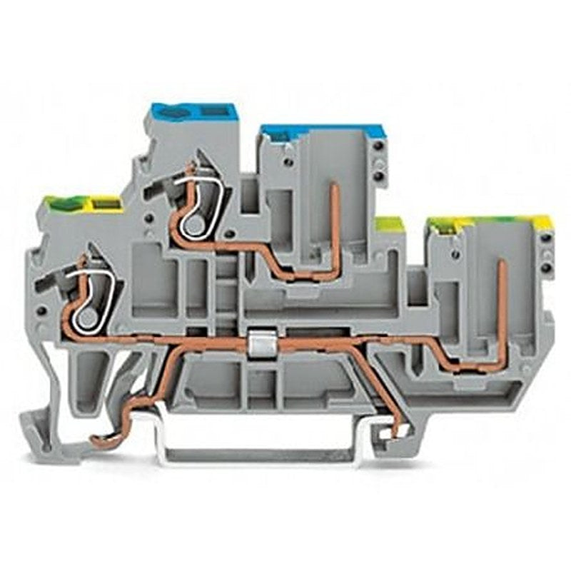 WAGO 870-127 870 Series Terminal Block Grey, 2.5mm², 2-Level, Cage Clamp