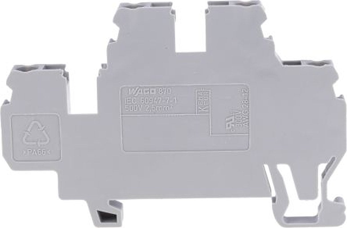 WAGO 870-501 870 Series Terminal Block Grey, 2.5mm², 2-Level, Cage Clamp