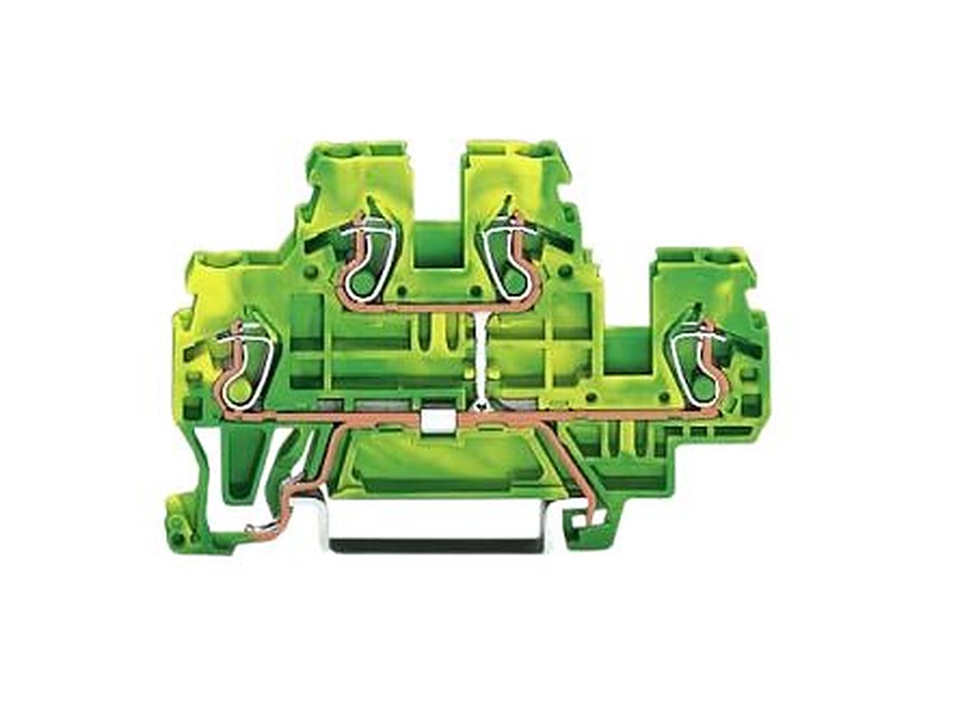 WAGO 870-507 870 Series Earth Terminal Block Green, Yellow, 2.5mm², 2-Level, Cage Clamp