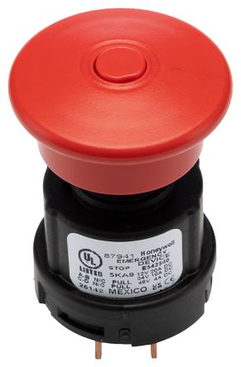 Honeywell 87940 Series Pull Release Emergency Stop Push Button, Panel Mount, 22 mm Cutout, 2 NC, IP67