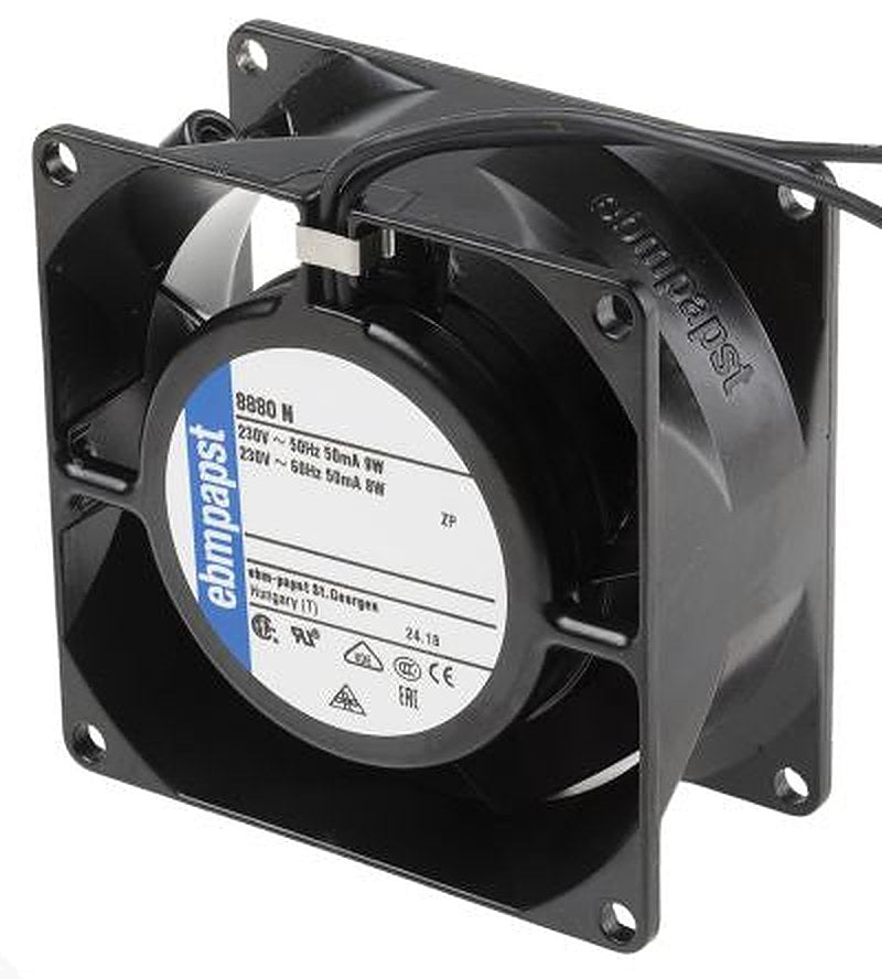 ebm-papst 8000 N Series Axial Fan, 230V ac, 30 m³/h, 9 W, 39 mA Max, IP65 80 mm, 80mm, 38 mm