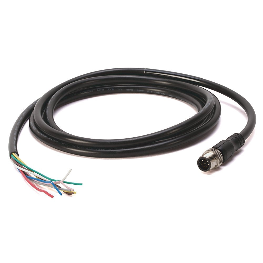 Cordset: DC Micro (M12), Male, Straight, 8-Pin, PVC Cable, Black, Unshielded, IEC Color Coded, No Connector, 10 meter (32.8 feet), 24AWG