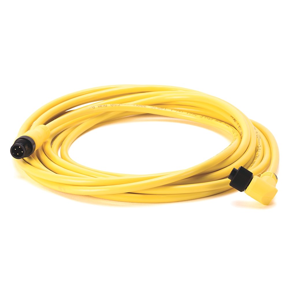Patchcord: DC Micro (M12), Female, R-Ang, 4-Pin, PVC Cable, Yellow, Unshielded, No Color Code- Patchcord Cable, DC Mic, Male, Straight, 7 meter (22.96 feet), 22AWG