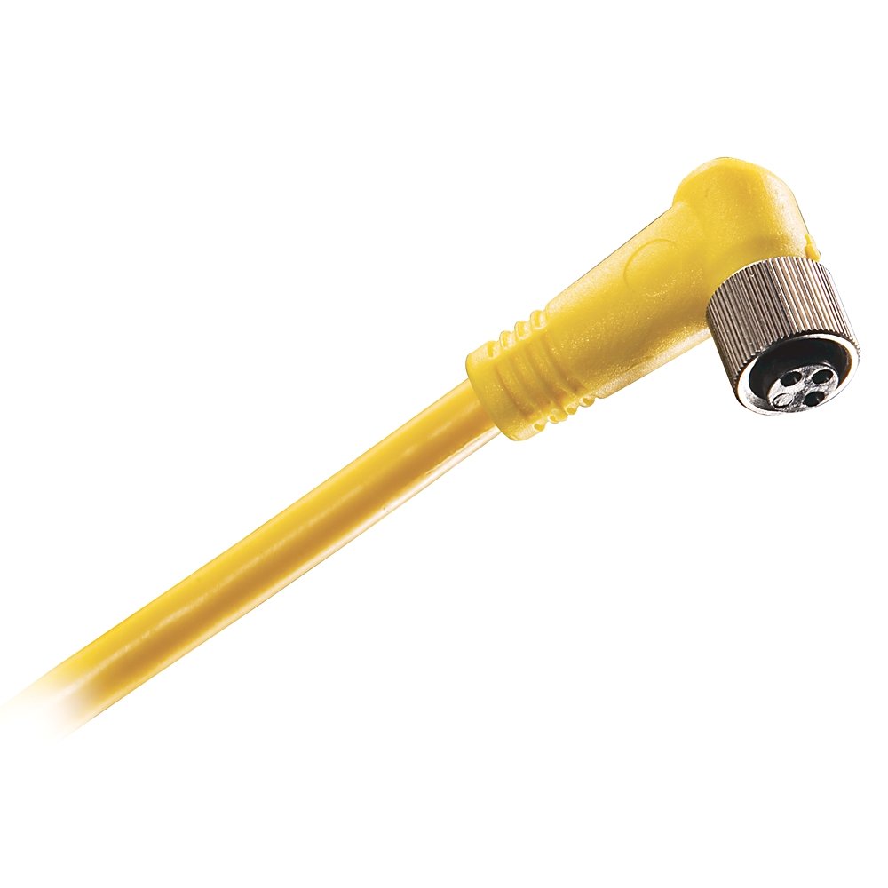 Cordset: Pico (M8), Female, R-Ang, 3-Pin, PVC Cable, Black, Unshielded, IEC Color Coded, No Connector, 5 meter (16.4 feet), 24AWG
