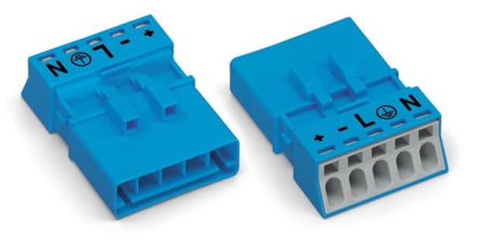 WAGO 890 Series Cable Lighting Connector Male Cage Clamp, 5-Pole, 16A, 5-Way, IP40, IP20