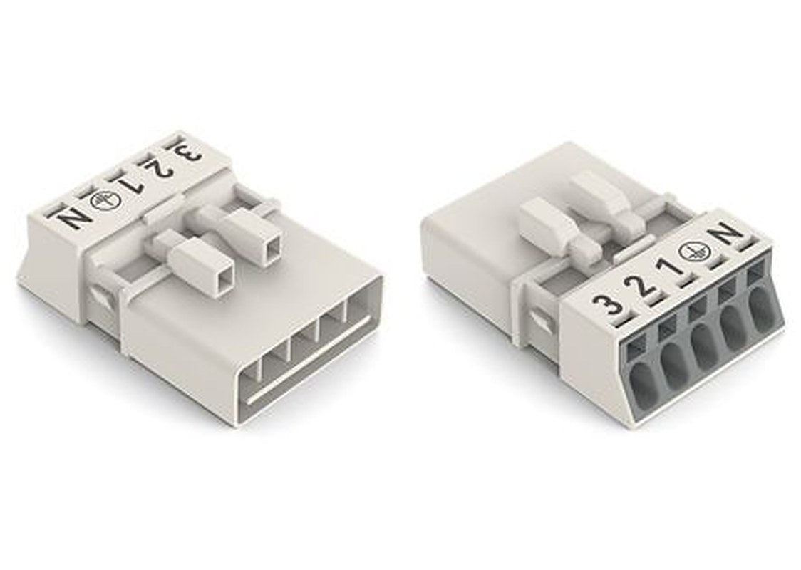 WAGO 890 Series Plug-in Male Lighting Connector Male Push-in, 5-Pole, 16A, 5-Way, IP20, IP40