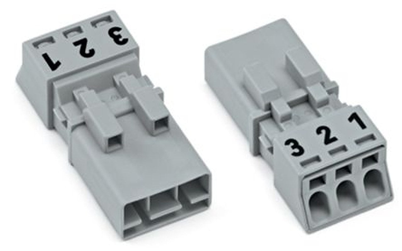 WAGO 890 Series Plug-in Male Lighting Connector Male Push-in, 3-Pole, 16A, 3-Way, IP20, IP40