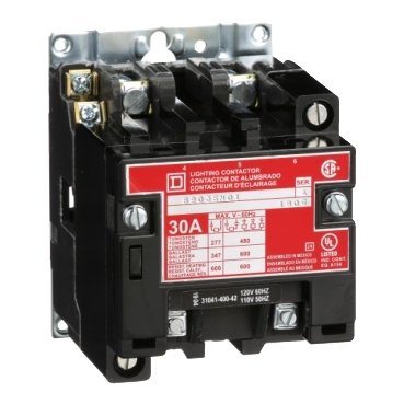 Contactor, Type S, multipole lighting, electrically held, 30A, 2 pole, 110/120VAC 50/60Hz coil, open style [TAA] (Contactor Type S) is a Schneider Electric product. Designed for reliable performance and long service life. Available across Iraq — contact us for pricing and delivery options.