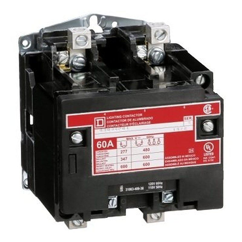 Contactor, Type S, multipole lighting, electrically held, 60A, 2 pole, 110/120VAC 50/60Hz coil, open style [TAA] (Contactor Type S) is a Schneider Electric product. Designed for reliable performance and long service life. Available across Iraq — contact us for pricing and delivery options.