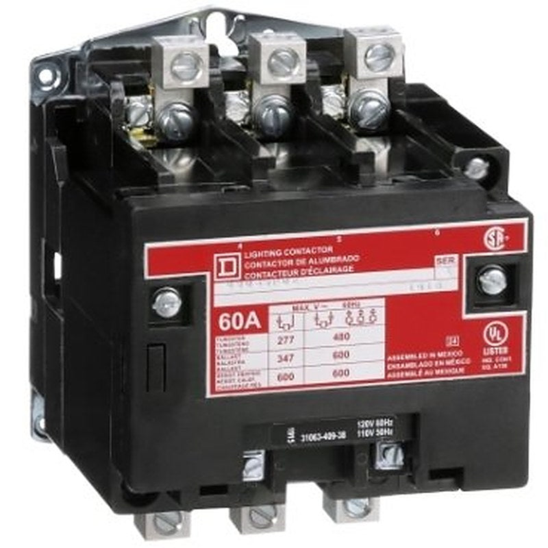 Contactor, Type S, multipole lighting, electrically held, 60A, 3 pole, 220/240 VAC 50/60 Hz coil, open style [TAA] (Contactor Type S) is a Schneider Electric product. Designed for reliable performance and long service life. Available across Iraq — contact us for pricing and delivery options.