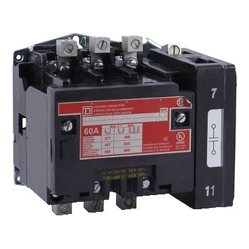 Contactor, Type S, multipole lighting, electrically held, 60A, 5 pole, 277 VAC 60 Hz coil, open style [TAA] (Contactor Type S) is a Schneider Electric product. Designed for reliable performance and long service life. Available across Iraq — contact us for pricing and delivery options.