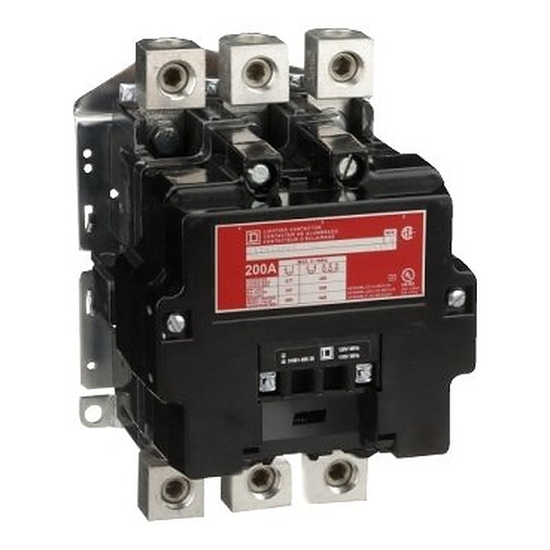 Contactor, Type S, multipole lighting, electrically held, 200A, 3 pole, 110/120VAC 50/60Hz coil, open style [TAA] (Contactor Type S) is a Schneider Electric product. Designed for reliable performance and long service life. Available across Iraq — contact us for pricing and delivery options.