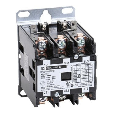 Contactor, Definite Purpose, 30A, 3 pole, 20HP at 575VAC, 3 phase, 110/120VAC 50/60Hz coil, open, UL Listed (Contactor Definite Purpose) is a Schneider Electric product. Designed for reliable performance and long service life. Available across Iraq — contact us for pricing and delivery options.