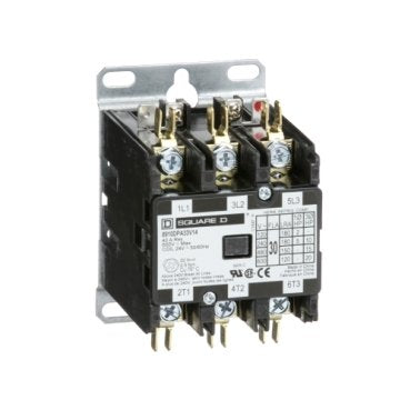Contactor, Definite Purpose, 30A, 3 pole, 20HP at 575VAC, 3 phase, 24VAC 50/60Hz coil, open (Contactor Definite Purpose) is a Schneider Electric product. Designed for reliable performance and long service life. Available across Iraq — contact us for pricing and delivery options.