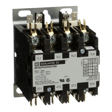 Contactor, Definite Purpose, 30A, 4 pole, 20HP at 575VAC, 3 phase, 110/120VAC 50/60Hz coil, open, 2 NC power poles (Contactor Definite Purpose) is a Schneider Electric product. Designed for reliable performance and long service life. Available across Iraq — contact us for pricing and delivery options.