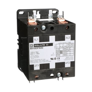 Contactor, Definite Purpose, 90A, 2 pole, 20 HP at 230 VAC, 1 phase, 208/240 VAC 60 Hz 220 VAC 50 Hz coil, open (Contactor Definite Purpose) is a Schneider Electric product. Designed for reliable performance and long service life. Available across Iraq — contact us for pricing and delivery options.